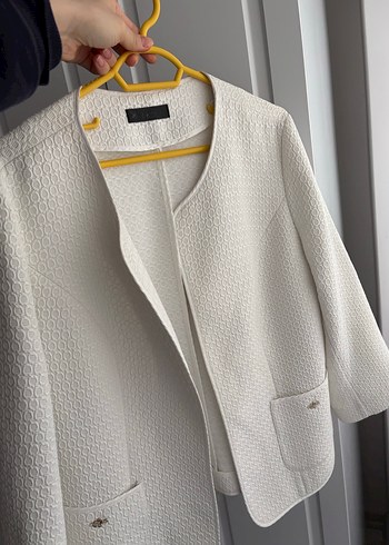 Beyaz Kadın Mini Blazer Ceket - Görsel 5
