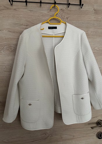 Beyaz Kadın Mini Blazer Ceket - Görsel 2
