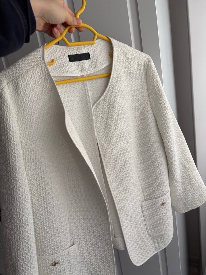 Beyaz Kadın Mini Blazer Ceket - Görsel 5