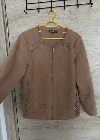 Bej Süet Kadın Midi Ceket - Görsel 3