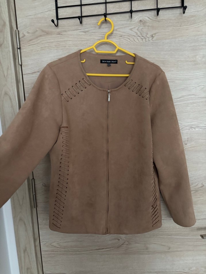 Bej Süet Kadın Midi Ceket - Görsel 3