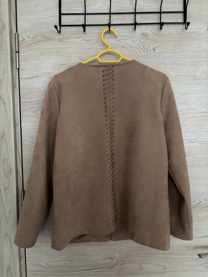 Bej Süet Kadın Midi Ceket - Görsel 4