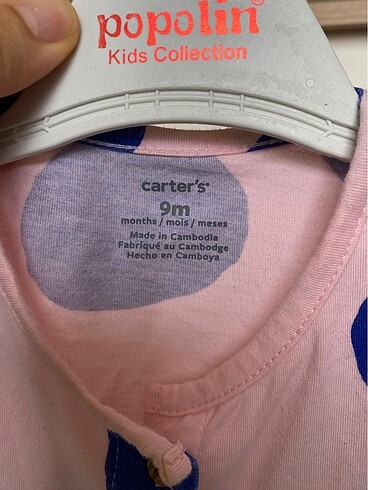 9-12 Ay Beden Carters Mavi Puantiyeli Pembe Elbise