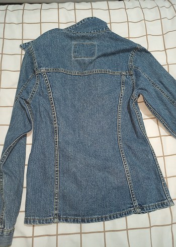 Düğmeli Mavi Kadın Denim Ceket - Görsel 5