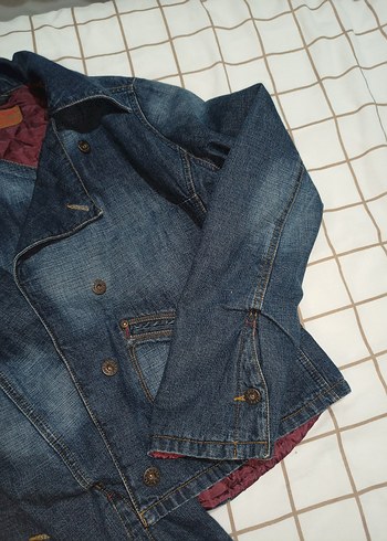 Bordo Astarlı Düğmeli Kadın Kot Ceket - Görsel 7