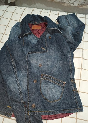 Bordo Astarlı Düğmeli Kadın Kot Ceket - Görsel 6