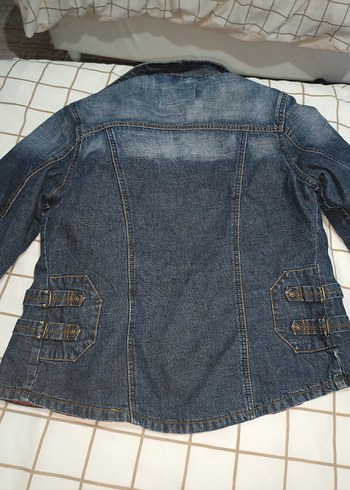 Bordo Astarlı Düğmeli Kadın Kot Ceket - Görsel 4