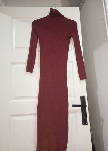 Bordo Kadın Balıkçı Yaka Triko elbise,tunik - Görsel 2