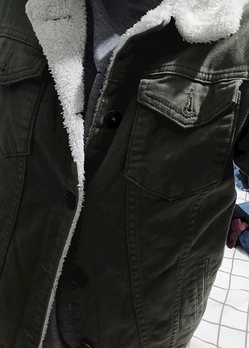 Düğmeli Regular Fit unisex haki yeşili Ceket - Görsel 3