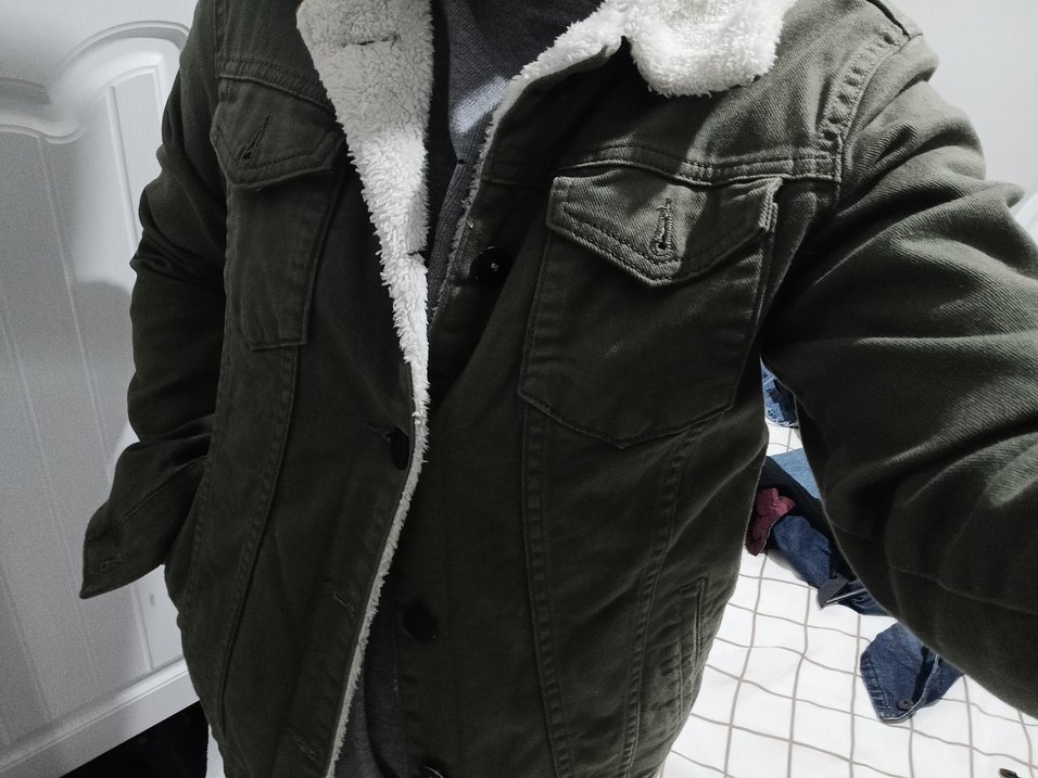 Düğmeli Regular Fit unisex haki yeşili Ceket - Görsel 3