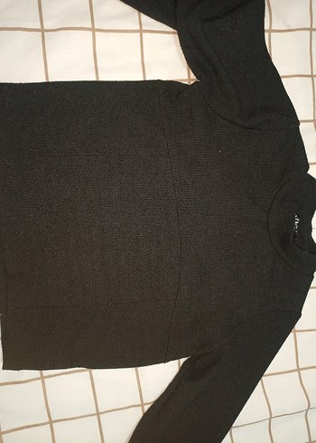 siyah crop boğaz yakalı kazak, büstiyer - Görsel 3