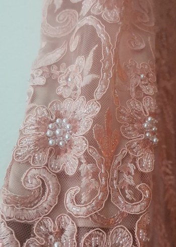 Pembe Dantel Uzun Kollu Bohem Gelinlik - Görsel 6