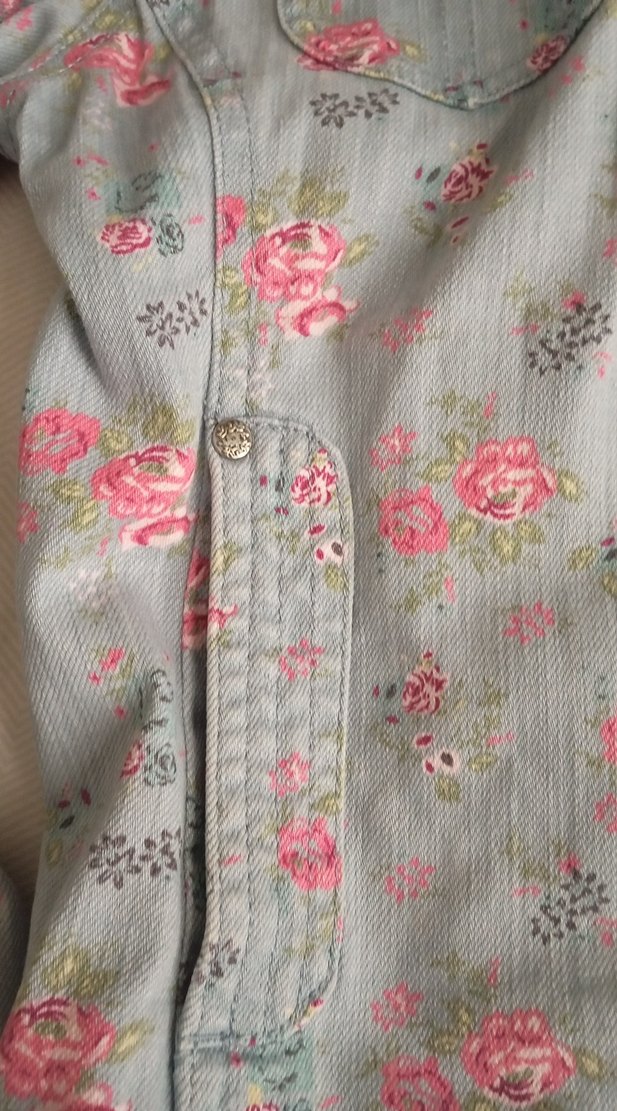 Çiçek Desenli Gri Kız Çocuk Denim Ceket - Görsel 3