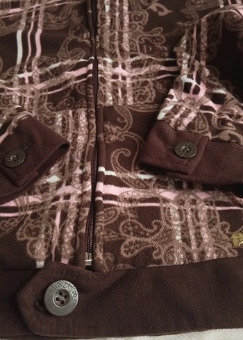 Düğmeli Kahverengi Desenli Kadın Ceket - Görsel 4