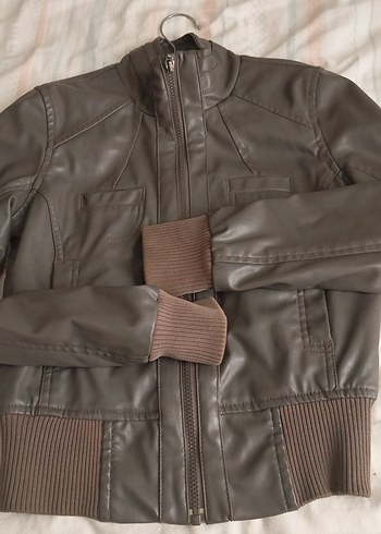 Deri Fermuarlı Biker Ceket - Görsel 2