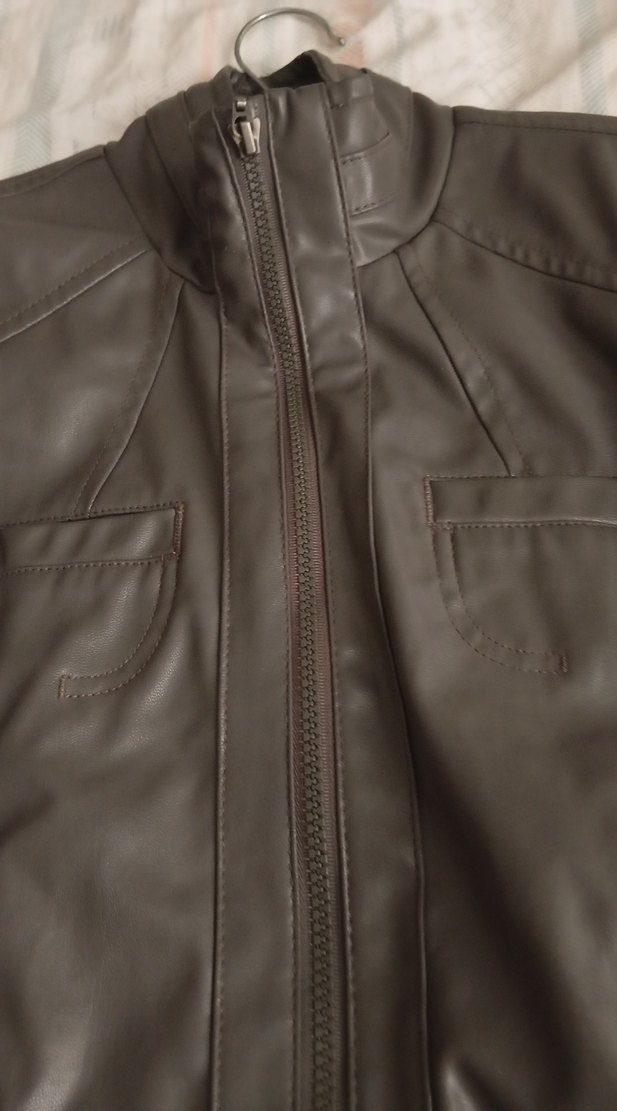 Deri Fermuarlı Biker Ceket - Görsel 3