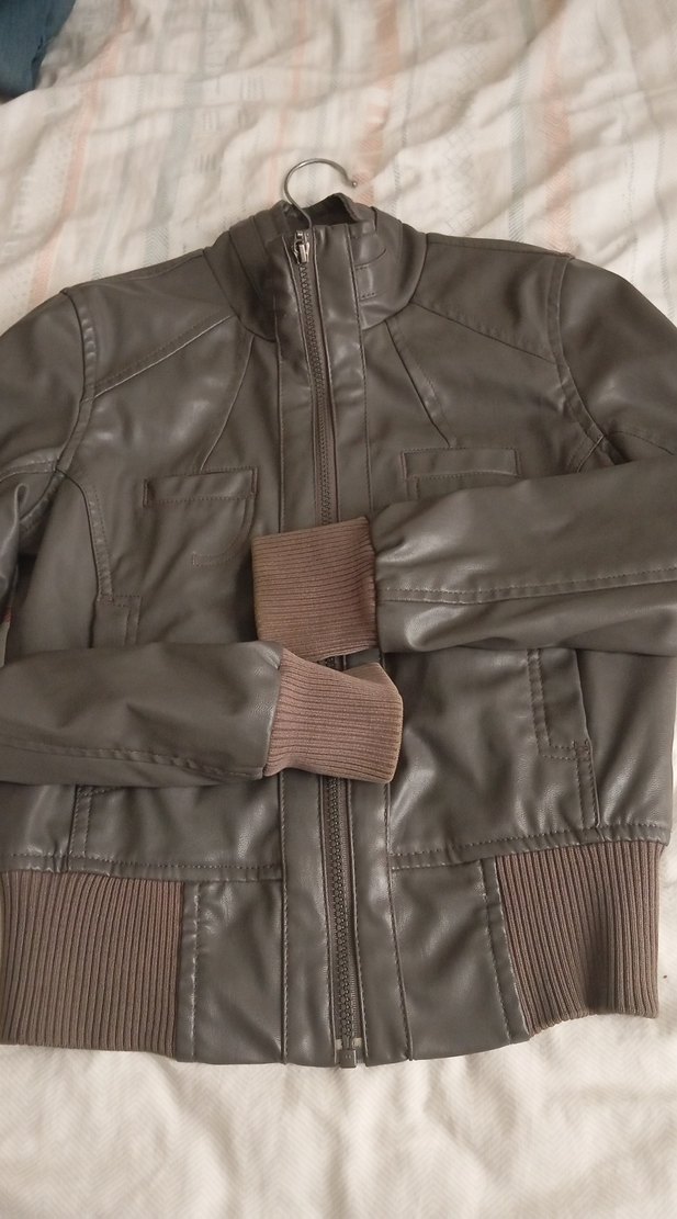 Deri Fermuarlı Biker Ceket - Görsel 2