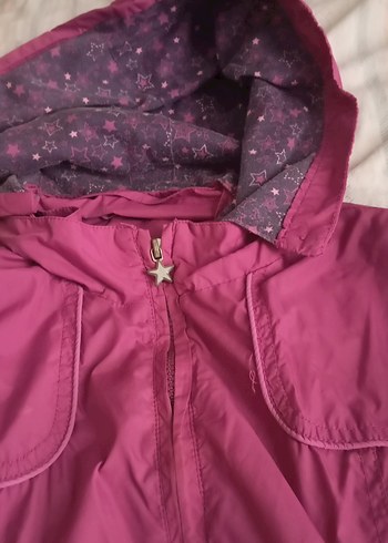 Kız Çocuk Pembe Düğmeli Yağmurluk - Görsel 3