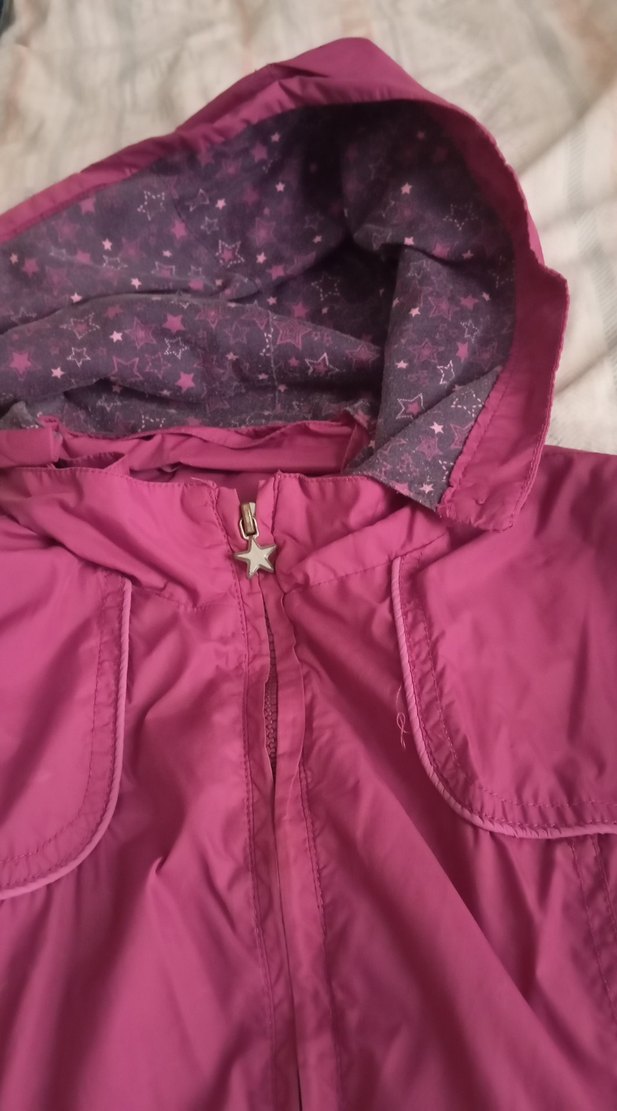 Kız Çocuk Pembe Düğmeli Yağmurluk - Görsel 3