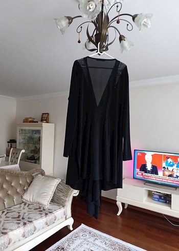 Uzun Siyah Gotik Kadı ince Hırka. - Görsel 4