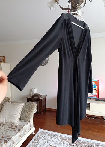 Uzun Siyah Gotik Kadı ince Hırka. - Görsel 2