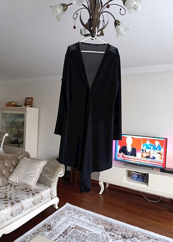 Uzun Siyah Gotik Kadı ince Hırka. - Görsel 5