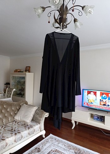 Uzun Siyah Gotik Kadı ince Hırka. - Görsel 3