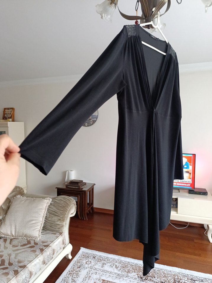 Uzun Siyah Gotik Kadı ince Hırka. - Görsel 2