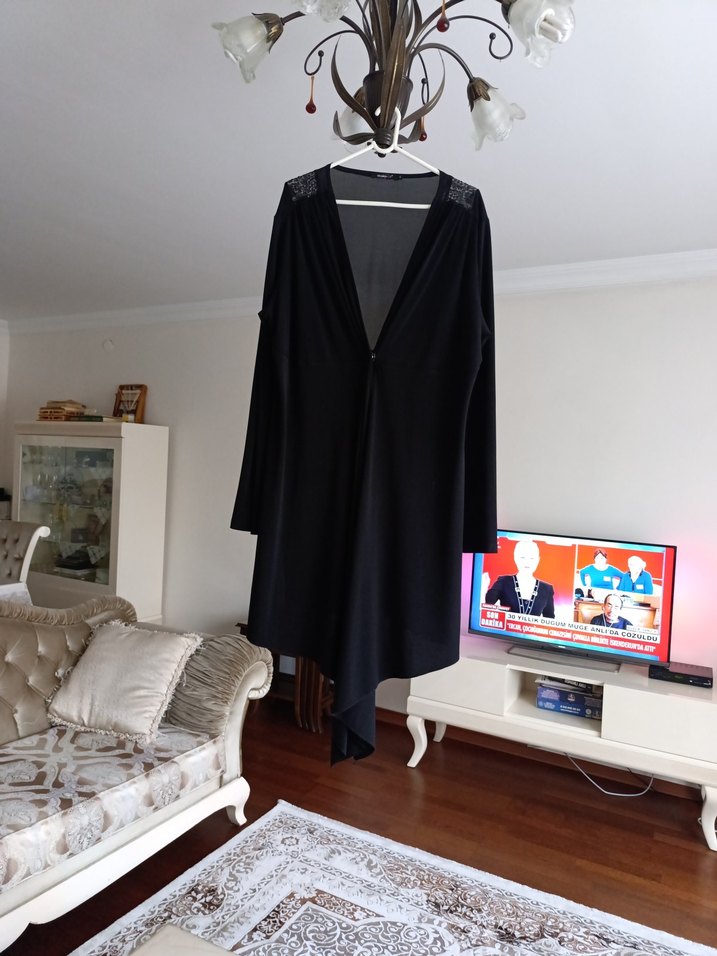 Uzun Siyah Gotik Kadı ince Hırka. - Görsel 5