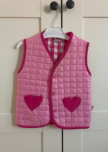 Kız Çocuk Düğmeli Pembe Yelek - Görsel 2