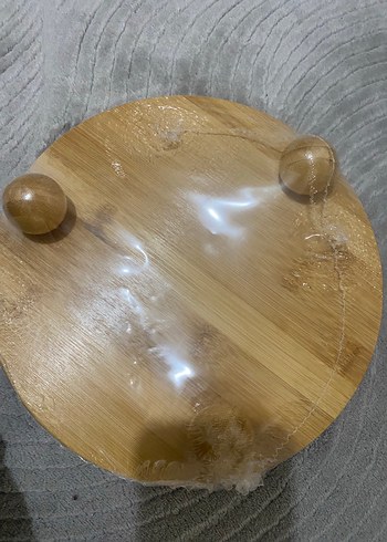 Parlak Bej Yuvarlak Bambu Kesme Tahtası - Görsel 2