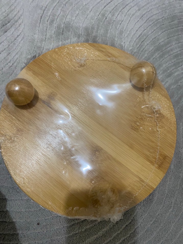 Parlak Bej Yuvarlak Bambu Kesme Tahtası - Görsel 2