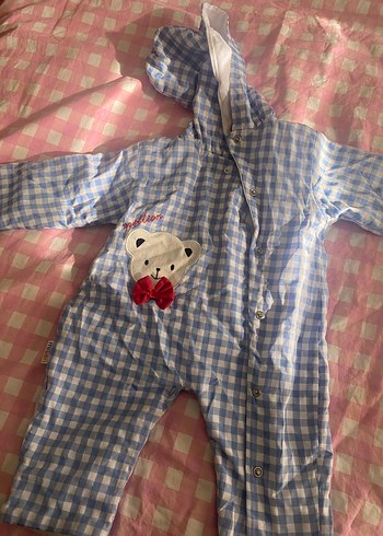 Kapüşonlu Mavi Erkek Bebek Tulumu - Görsel 3