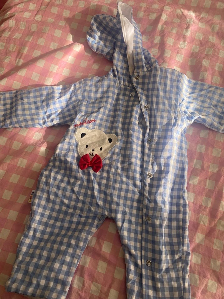 Kapüşonlu Mavi Erkek Bebek Tulumu - Görsel 3