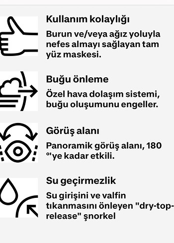 Decathlon Gri Su Altı Keşif Maskesi S/M beden - Görsel 9