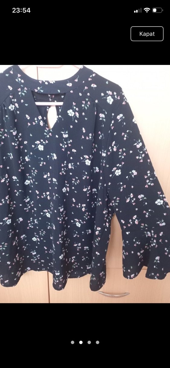 Bohem Stil V Yaka Desenli Uzun Kollu Bluz - Görsel 2