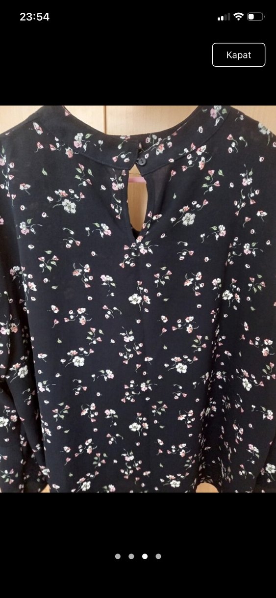 Bohem Stil V Yaka Desenli Uzun Kollu Bluz - Görsel 3