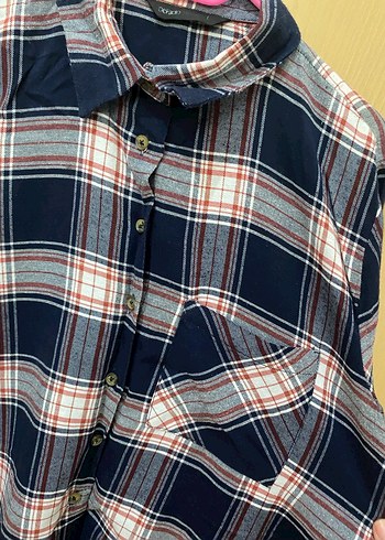 Uzun Kollu Düğmeli Ekose Kadın Gömlek - Görsel 5