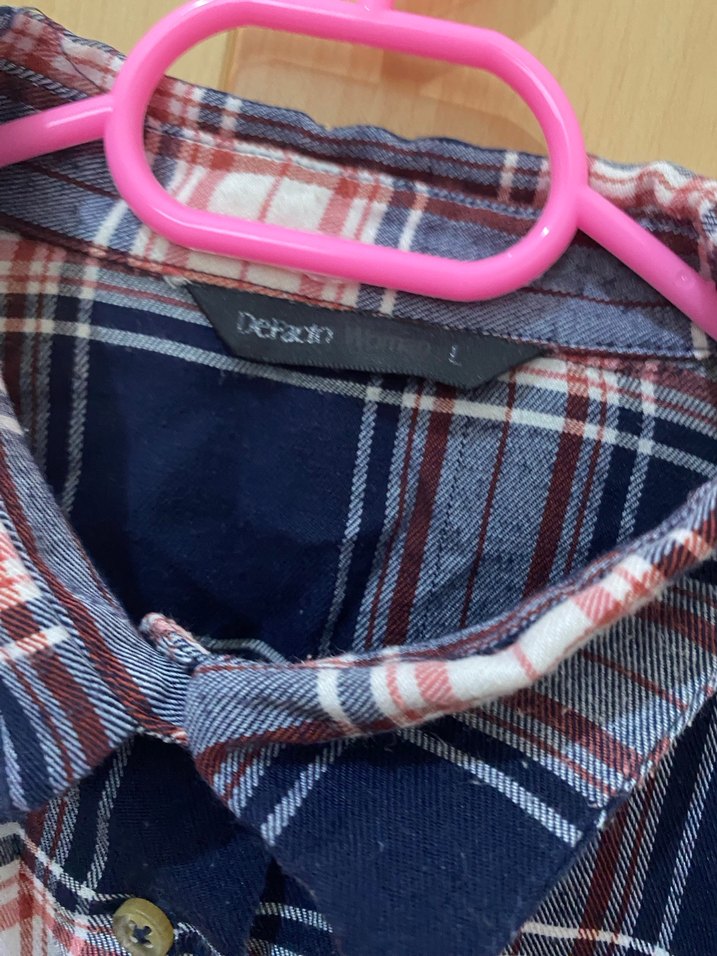 Uzun Kollu Düğmeli Ekose Kadın Gömlek - Görsel 3