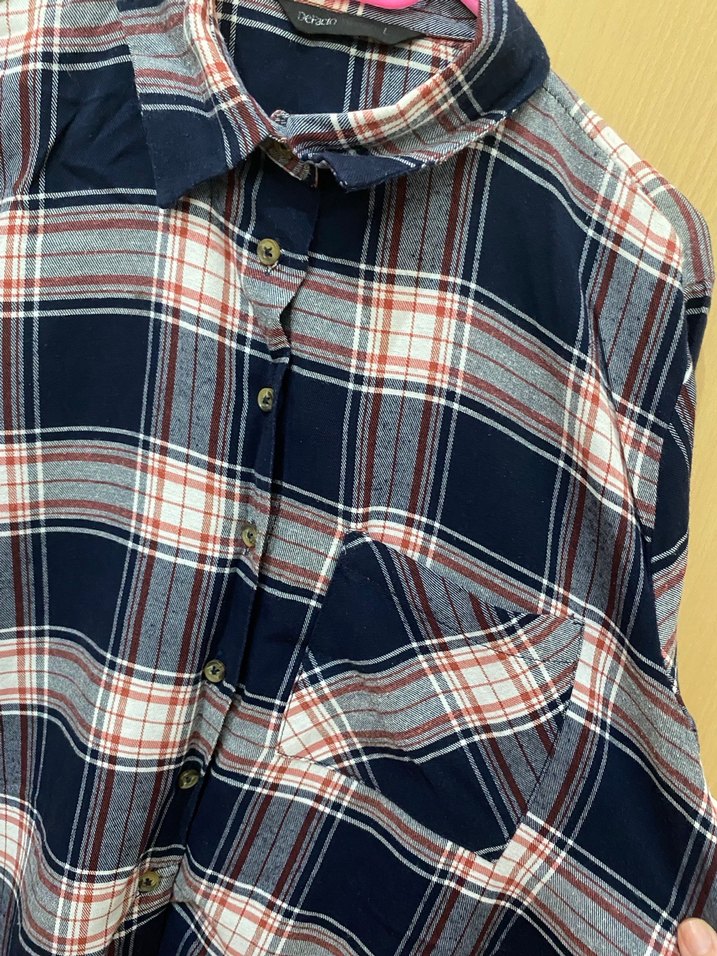 Uzun Kollu Düğmeli Ekose Kadın Gömlek - Görsel 5