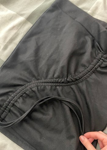 Drapeli Siyah Midi Mini Etek - Görsel 3