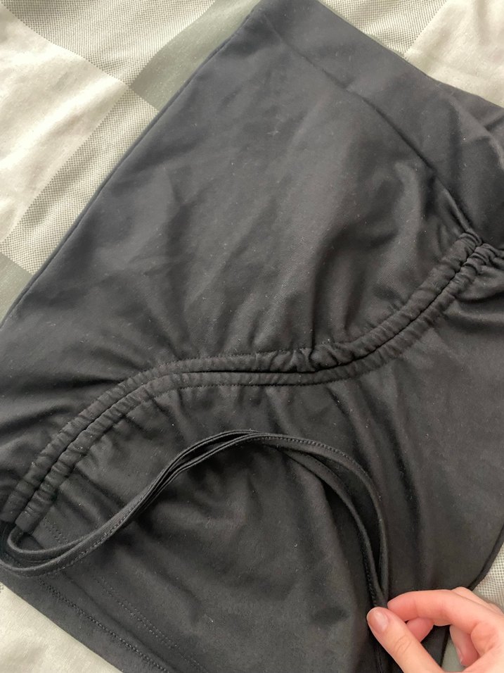 Drapeli Siyah Midi Mini Etek - Görsel 3