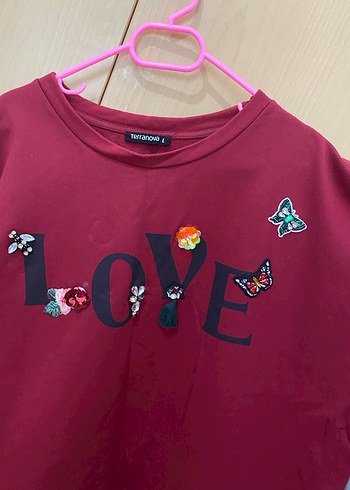 Bordo Baskılı Uzun Kollu Sweat - Görsel 2