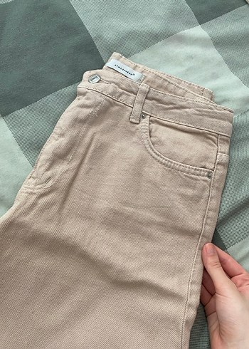 Bej Midi Keten Kadın Jean Pantolon - Görsel 2