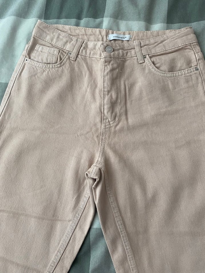 Bej Midi Keten Kadın Jean Pantolon - Görsel 3