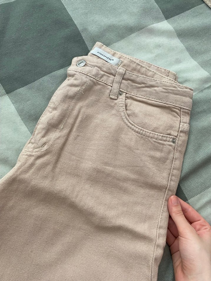 Bej Midi Keten Kadın Jean Pantolon - Görsel 2