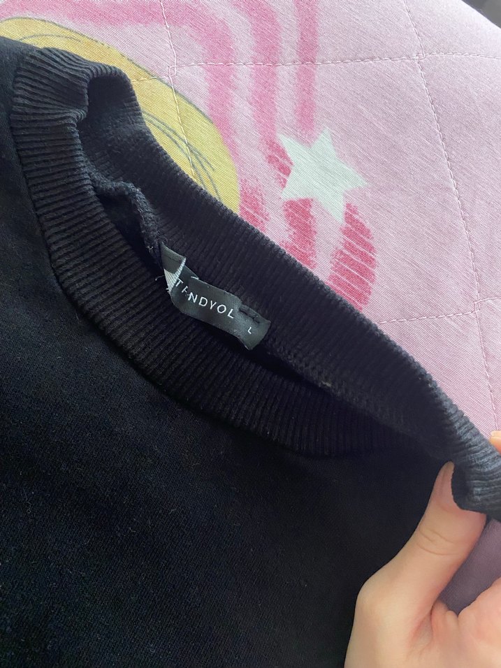 Pembe Siyah Kadın Sweatshirt Uzun Kollu - Görsel 5