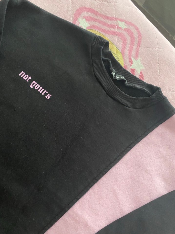 Pembe Siyah Kadın Sweatshirt Uzun Kollu - Görsel 3