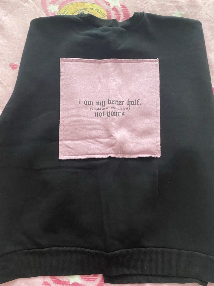Pembe Siyah Kadın Sweatshirt Uzun Kollu - Görsel 4