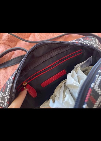 Beden gri Renk Tommy Hilfiger Desenli Gri Kadın Çapraz Çanta